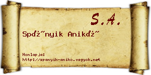 Spányik Anikó névjegykártya