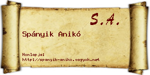 Spányik Anikó névjegykártya